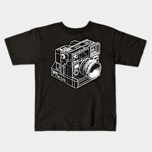 oldschool camera wireframe design Kids T-Shirt